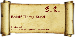 Bakálity Kund névjegykártya